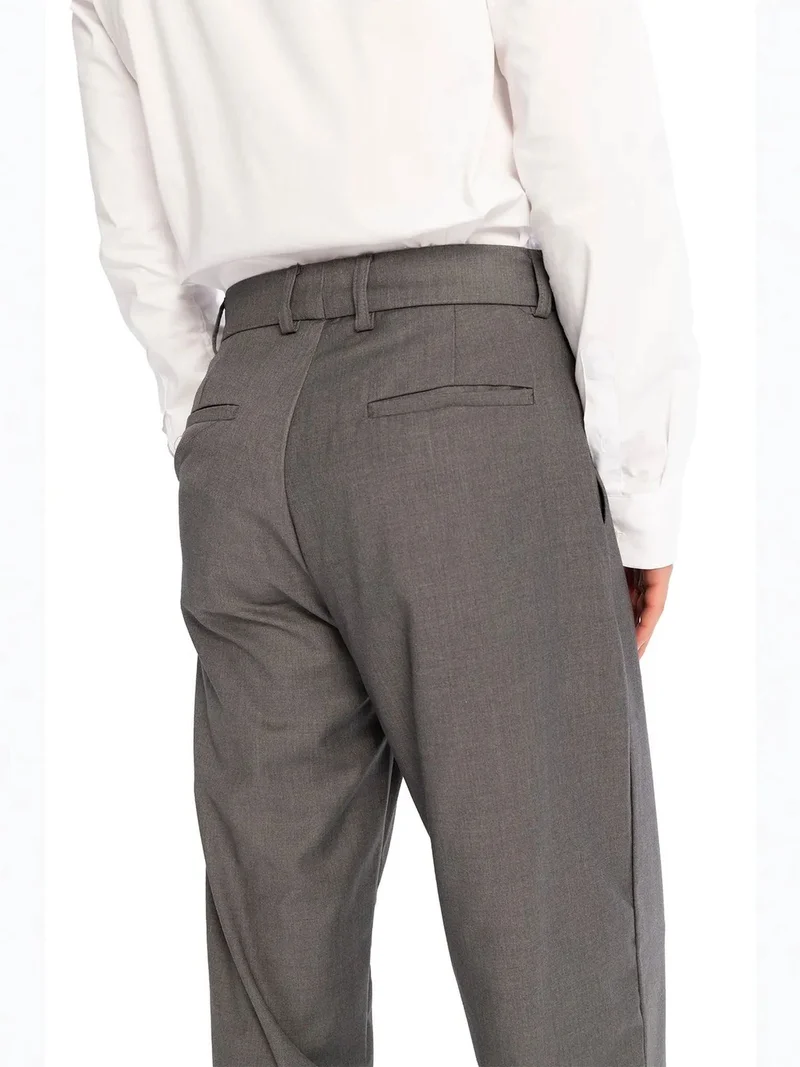 Giesto Charcoal Grey GIESTO Pleated Regular Fit Pants for Men | Best Price UAE